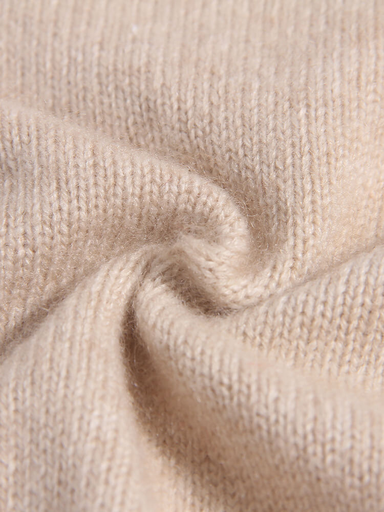 Kids Funny Cartoon Cat and Fish Beige Cashmere Crewneck Sweater